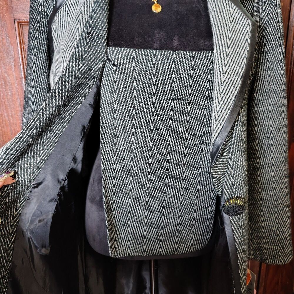 VTG Classy Long Herringbone Dress Coat Office Siren Women's Size 18W NWTS - Picture 3 of 7